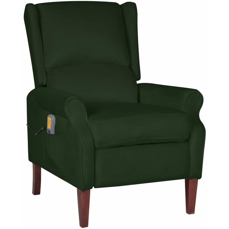 

Sillón de masaje reclinable de terciopelo verde oscuro - Verde - Vidaxl