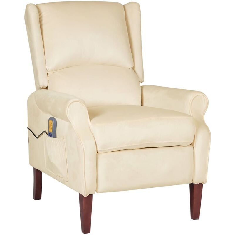 

Sillón de masaje reclinable de terciopelo crema - Crema - Vidaxl