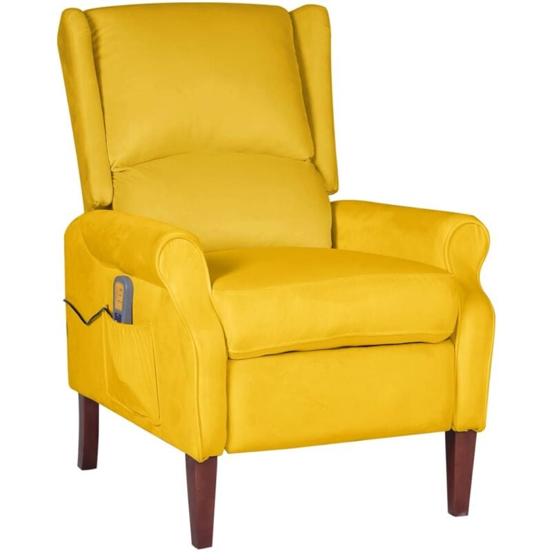 

vidaXL Sillón de masaje reclinable de terciopelo amarillo - Amarillo