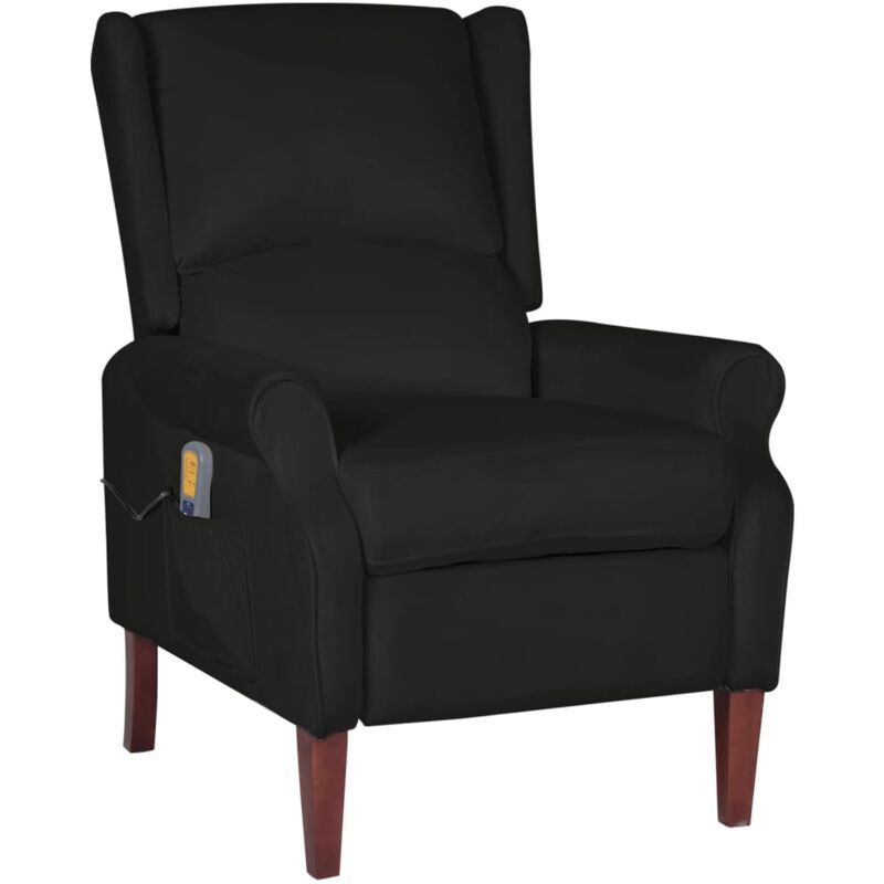 

Sillón de masaje reclinable de terciopelo negro - Negro - Vidaxl