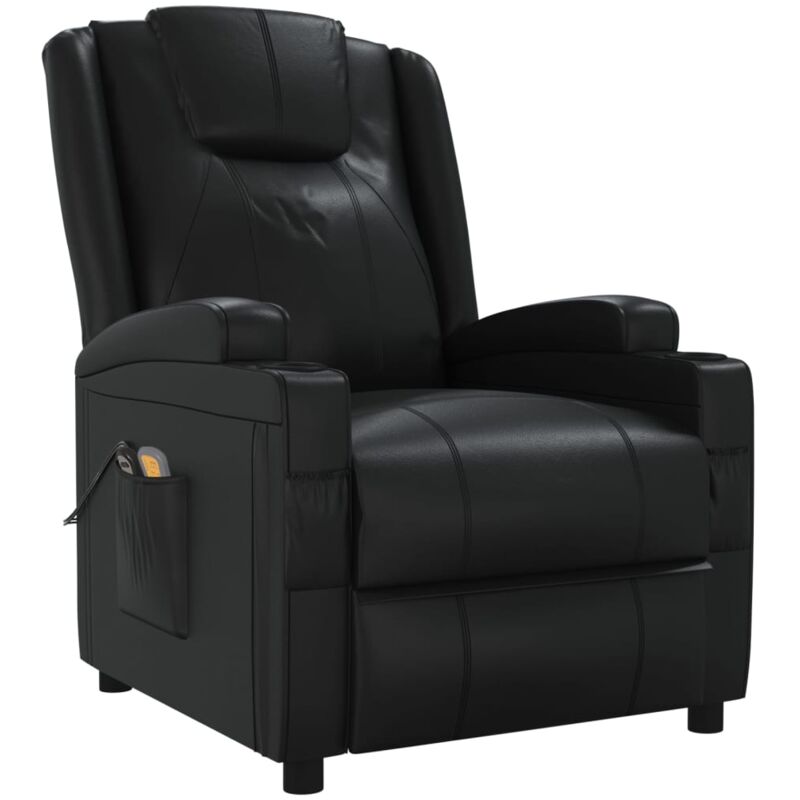 

Sillón de masaje eléctrico reclinable de cuero sintético negro - Negro - Vidaxl