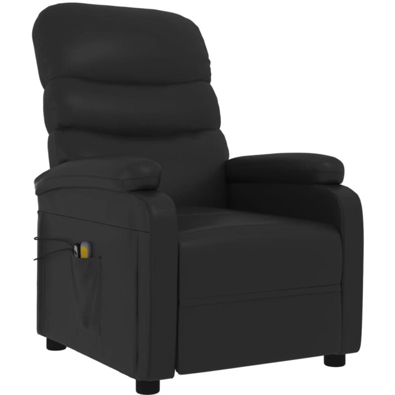 

Sillón de masaje reclinable eléctrico de cuero sintético negro - Negro - Vidaxl