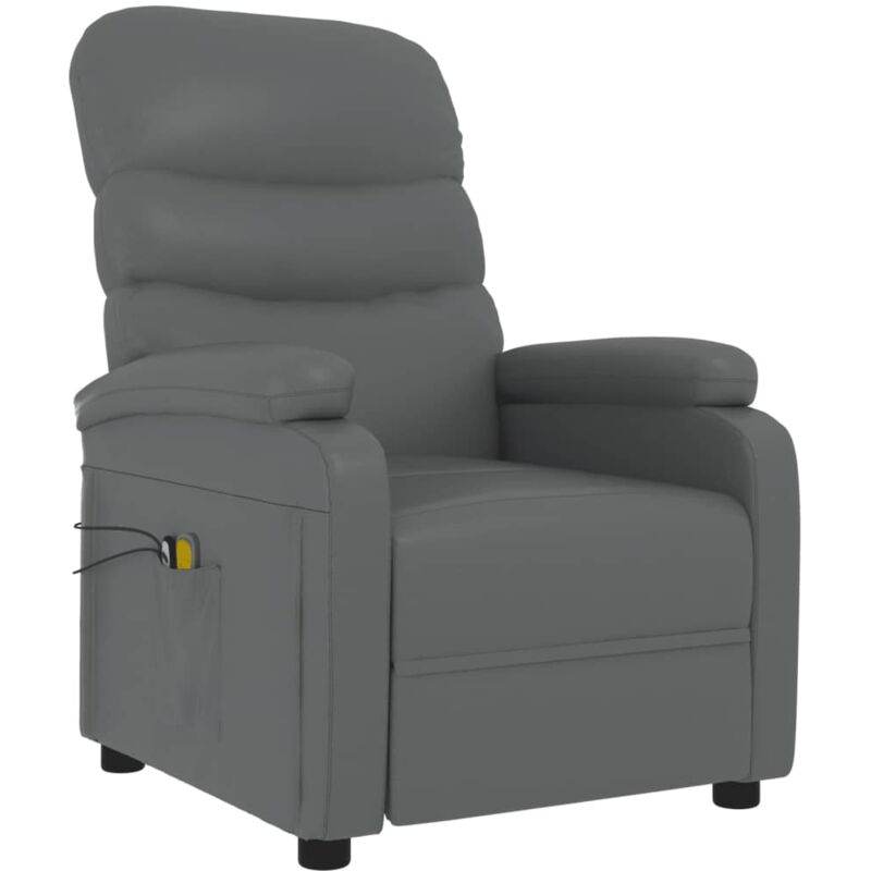 

Sillón de masaje reclinable eléctrico de cuero sintético gris - Gris - Vidaxl