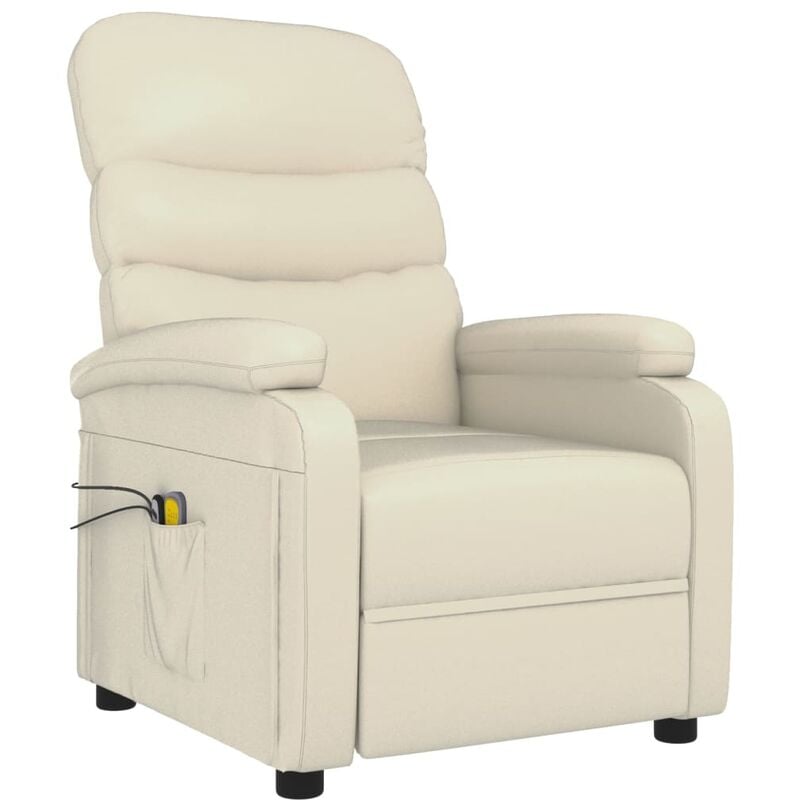 

Sillón de masaje reclinable eléctrico de piel sintético crema - Crema - Vidaxl