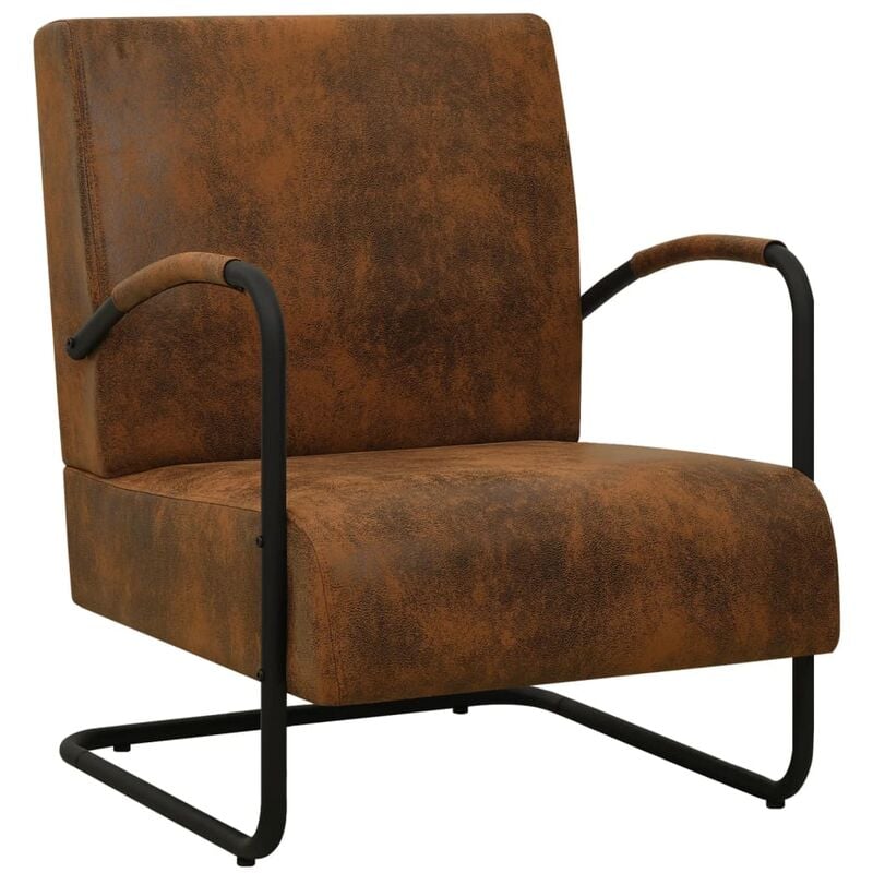 

Sillón de piel de ante artificial marrón - Marrón - Vidaxl