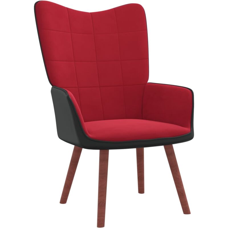 

Silla de relajación terciopelo y PVC de rojo vino tinto - Rojo - Vidaxl