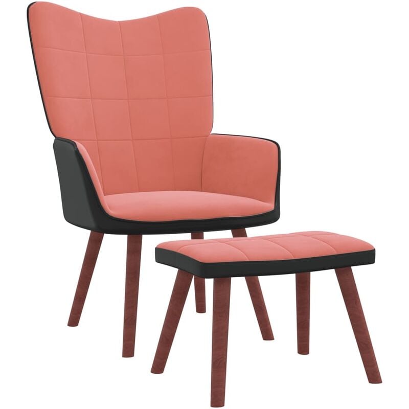 

Silla de relajación terciopelo y PVC con reposapiés rosa - Rosa - Vidaxl