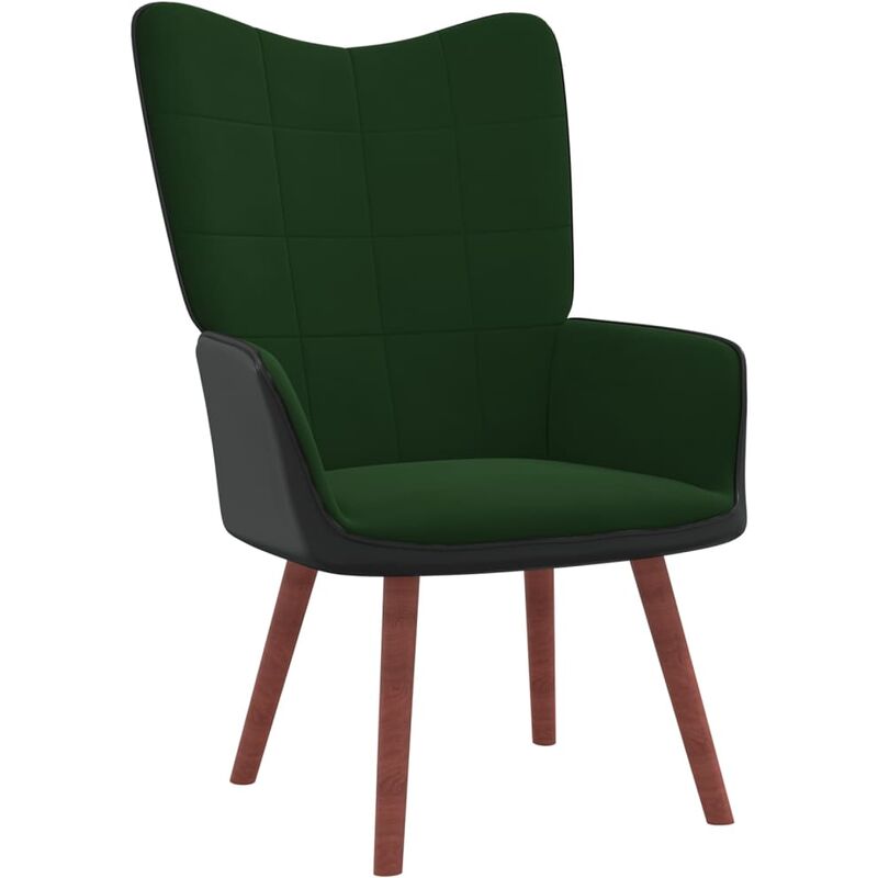 

Silla de relajación terciopelo y PVC de verde oscuro - Verde - Vidaxl