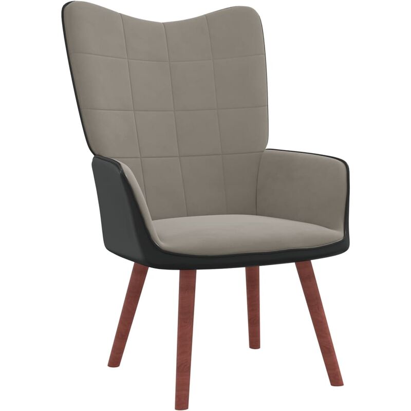 

Silla de relajación terciopelo y PVC gris claro - Gris - Vidaxl