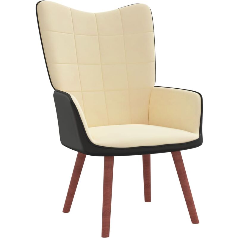 

Silla de relajación terciopelo y PVC blanco crema - Blanco - Vidaxl