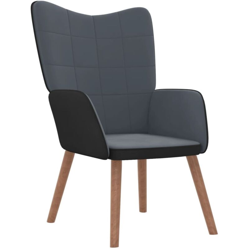 

Silla de relajación terciopelo y PVC de gris oscuro - Gris - Vidaxl