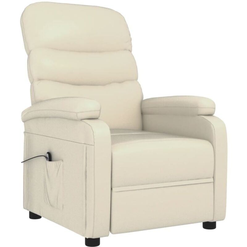 

Sillón eléctrico reclinable de cuero sintético crema - Crema - Vidaxl
