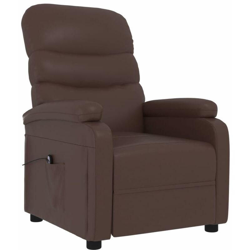 

Sillón eléctrico reclinable de cuero sintético marrón - Marrón - Vidaxl
