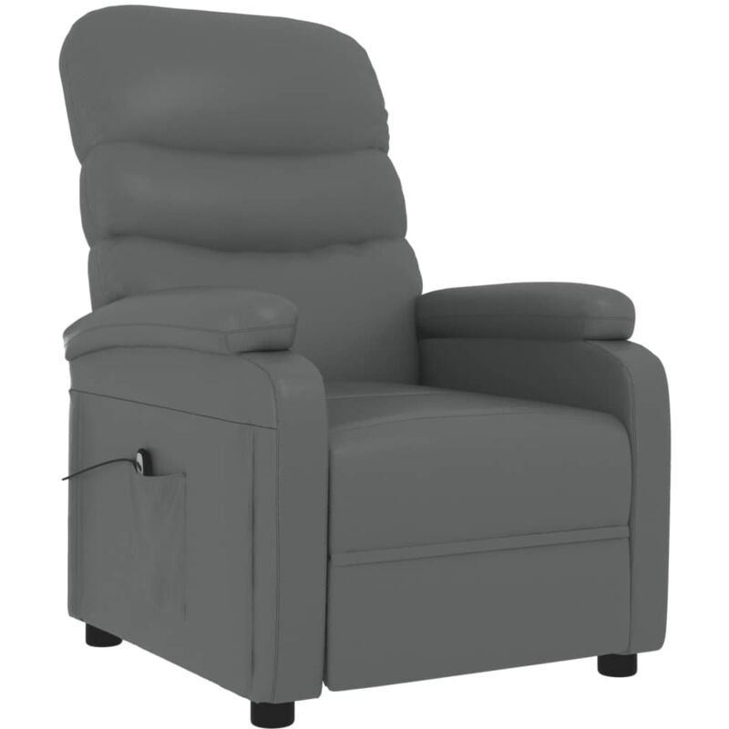 

Sillón eléctrico reclinable de cuero sintético gris - Gris - Vidaxl