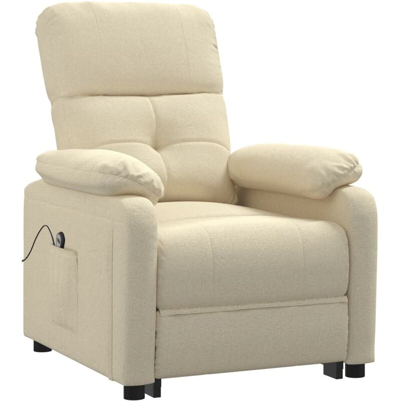 

Sillón eléctrico reclinable de tela crema - Crema - Vidaxl