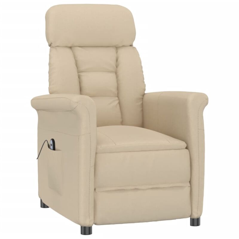

Sillón eléctrico reclinable piel de ante sintética crema - Crema - Vidaxl