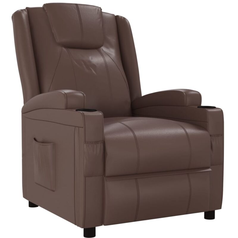 

Sillón Reclinable de Cuero Sintético Marrón - Marrón - Vidaxl