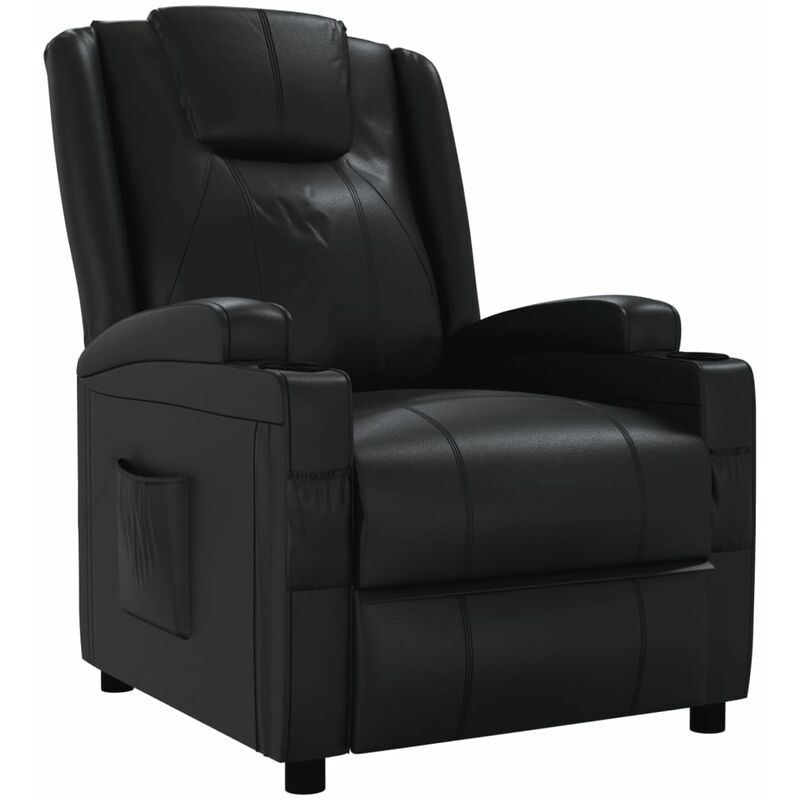 

Sillón Reclinable de Cuero Sintético Negro - Negro - Vidaxl
