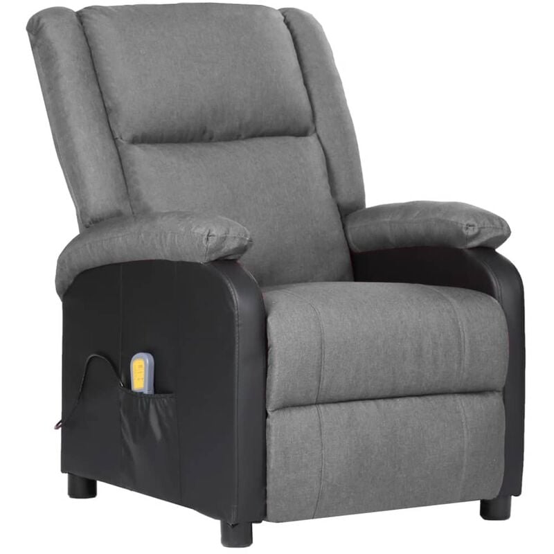 

Sillón reclinable masaje cuero sintético y tela gris claro - Gris - Vidaxl