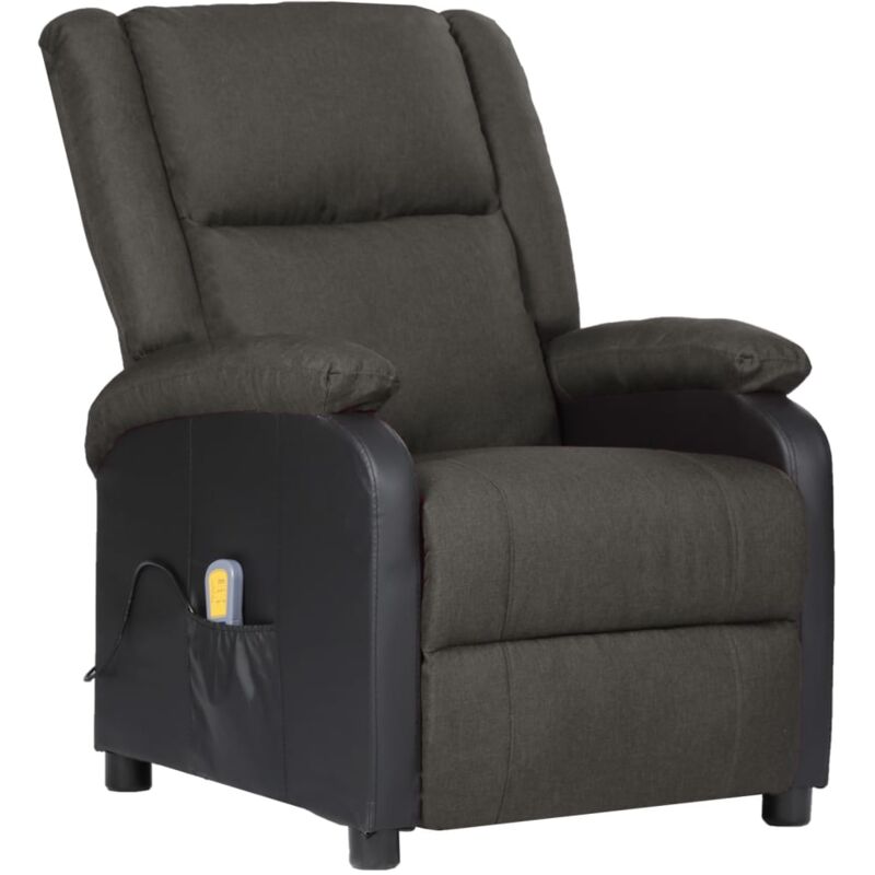 

Sillón reclinable masaje cuero sintético y tela gris oscuro - Gris - Vidaxl