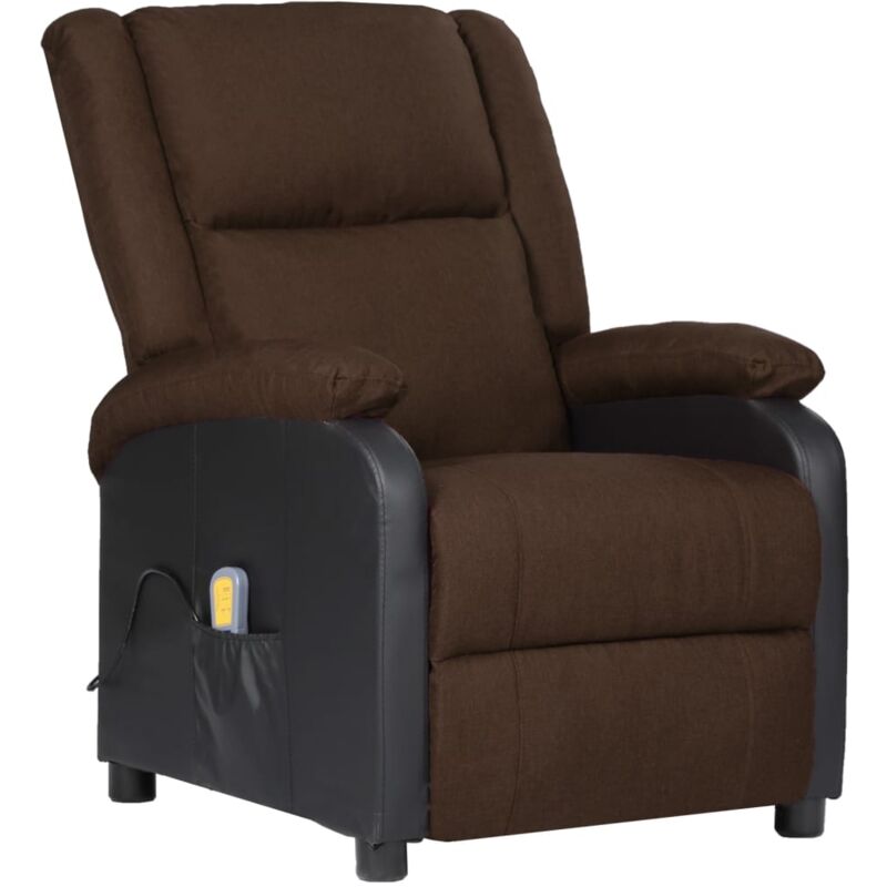 

Sillón reclinable masaje cuero sintético y tela marrón oscuro - Marrón - Vidaxl