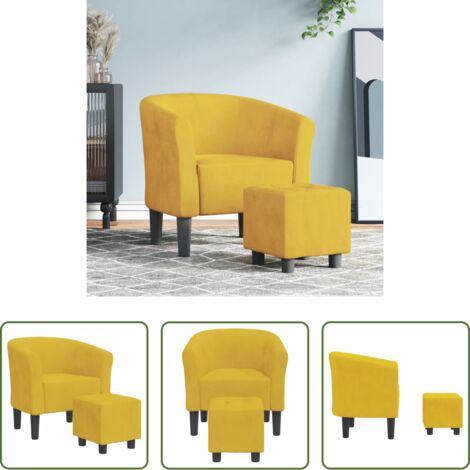 vidaXL Sillón amarillo -  Sillón con taburete terciopelo amarillo