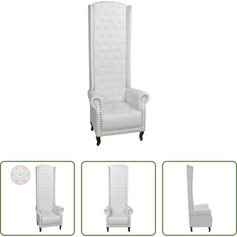 vidaXL Sillón blanco -  Sillón de respaldo alto cuero sintético blanco