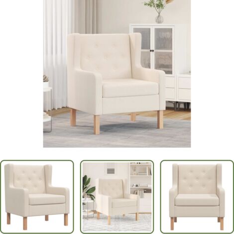 vidaXL Sillón cómodo -  Sillón de tela color blanco crema