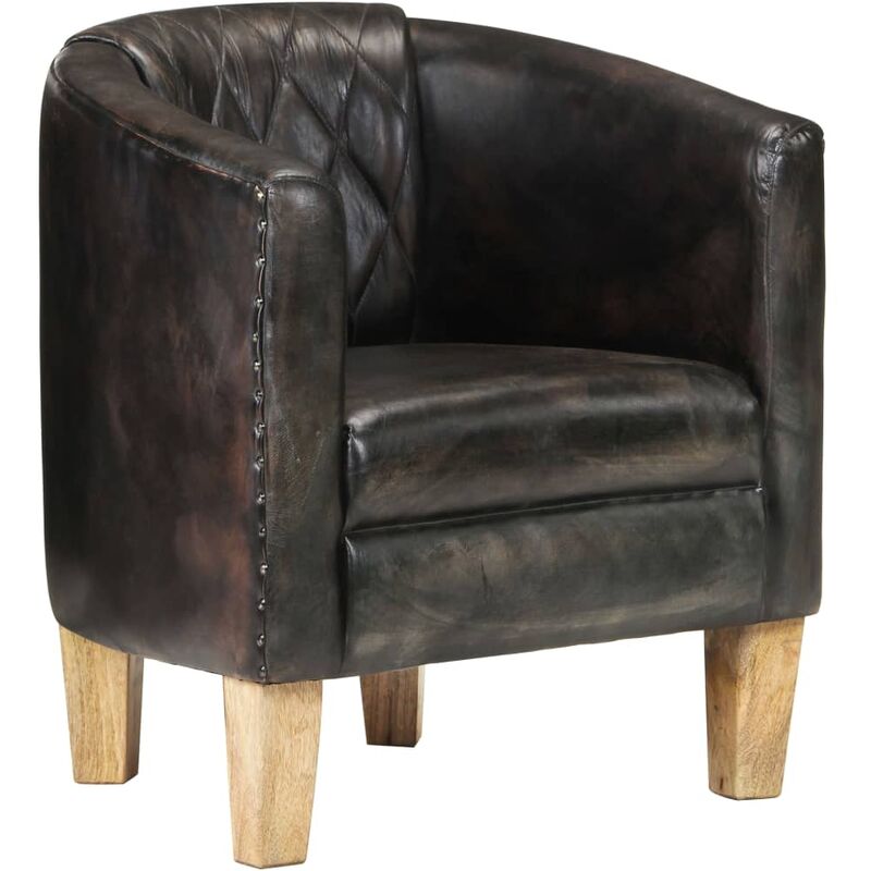 

Sillón diseño de cubo cuero auténtico gris envejecido - Gris - Vidaxl