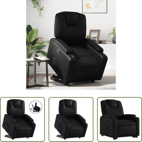 vidaXL Sillón con motor eléctrico -  Sillón reclinable elevable cuero artificial negro