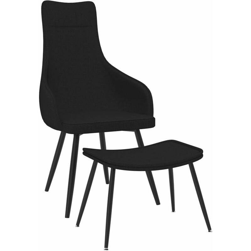 

Sillón de Tela con Reposapiés Negro - Negro - Vidaxl