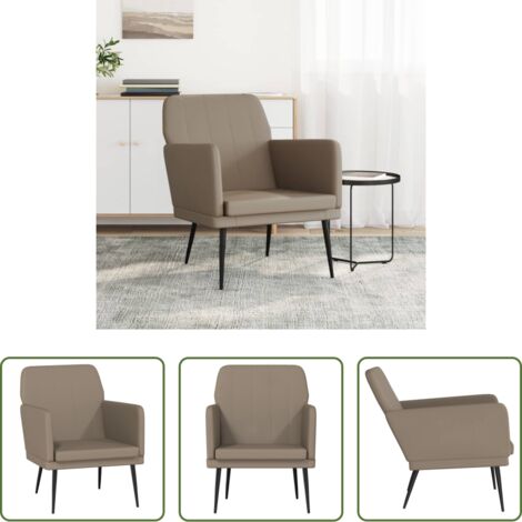 vidaXL Sillón con respaldo inclinado -  Sillón de cuero sintético color capuchino 61x78x80 cm