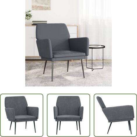 vidaXL Sillón con respaldo inclinado -  Sillón de terciopelo gris oscuro 62x79x79 cm