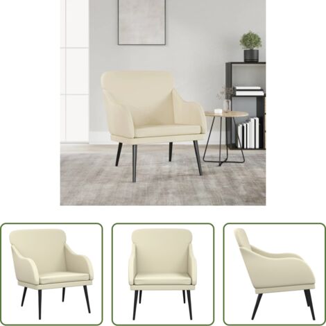 vidaXL Sillón con respaldo -  Sillón de cuero sintético color crema 63x76x80 cm