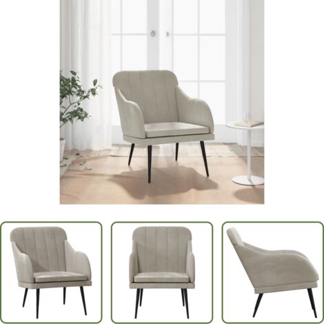 vidaXL Sillón con respaldo -  Sillón de terciopelo gris claro 63x76x80 cm