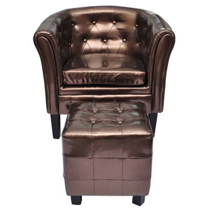 

Sillón con Diseño de Cubo con Reposapiés Cuero Sintético Marrón - Marrón - Vidaxl