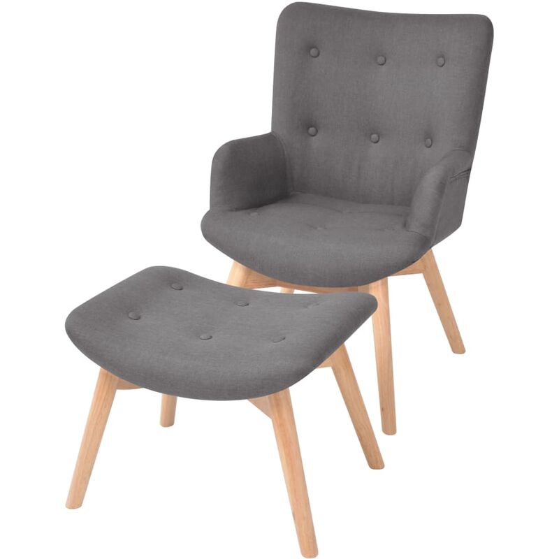 

Sillón con Taburete Reposapiés de Tela Gris - Gris - Vidaxl