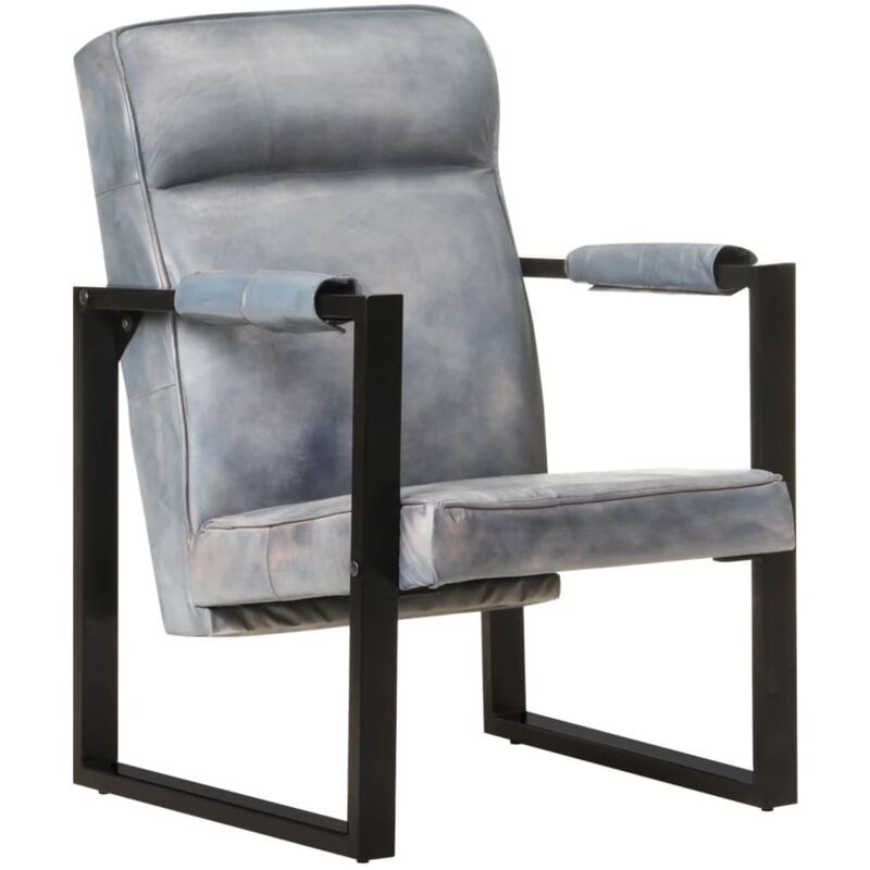 

Sillón de cuero de cabra real 60x75x90 cm gris - Gris - Vidaxl