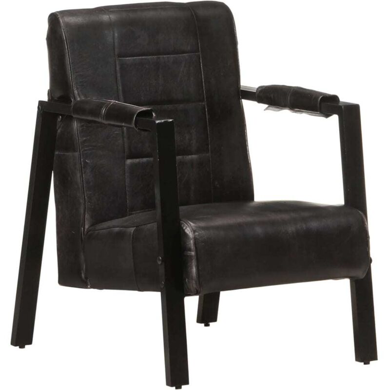 

vidaXL Sillón de cuero de cabra real 60x80x87 cm negro - Negro