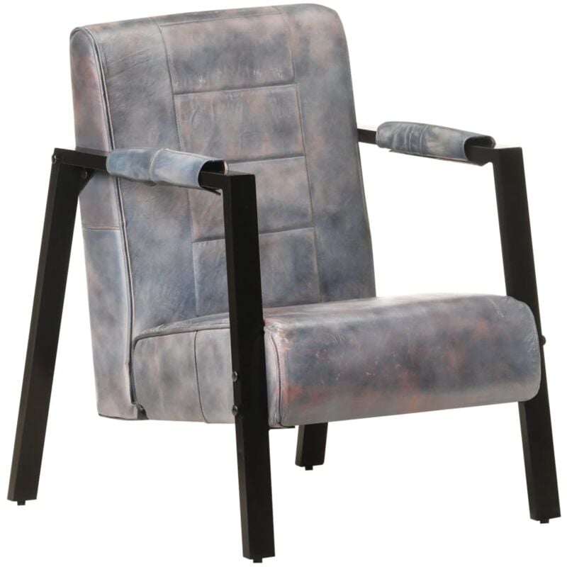 

Sillón de cuero de cabra real 60x80x87 cm gris - Gris - Vidaxl