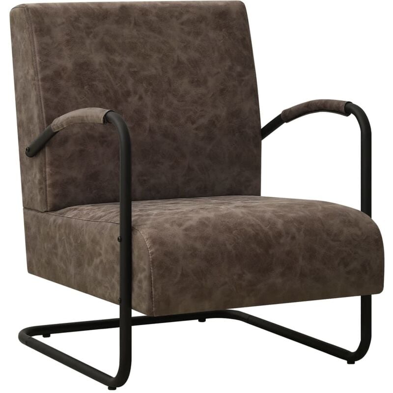 

Sillón de cuero sintético marrón oscuro - Marrón - Vidaxl
