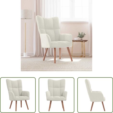 vidaXL Sillón de espuma -  Sillón de relax de terciopelo blanco crema