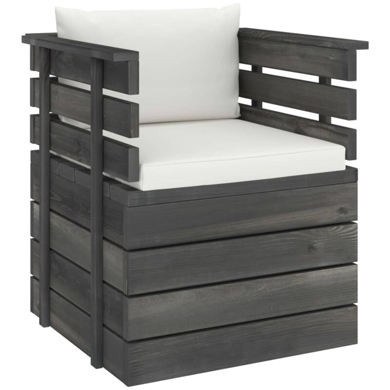 

vidaXL Sillón de jardín con cojines madera de pino - Crema