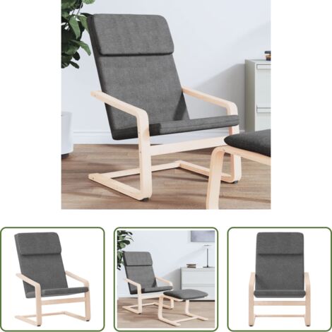 vidaXL Sillón de madera -  Sillón de relax de tela gris oscuro