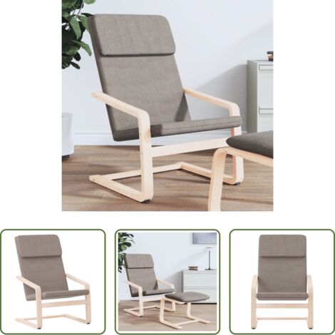 vidaXL Sillón de madera -  Sillón de relax de tela gris taupe