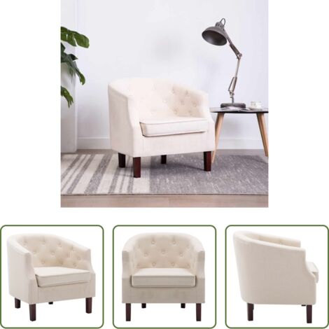 vidaXL Sillón de madera -  Sillón de tela beige