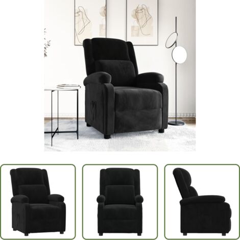 vidaXL Sillón de madera y metal -  Sillón reclinable de terciopelo negro