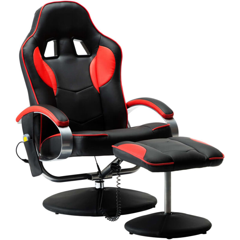 

vidaXL Sillón de Masaje con Reposapiés Cuero Sintético Rojo - Negro