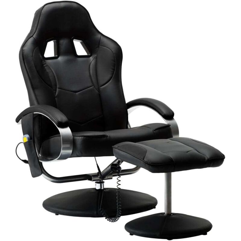 

vidaXL Sillón de Masaje con Reposapiés Cuero Sintético Negro - Negro