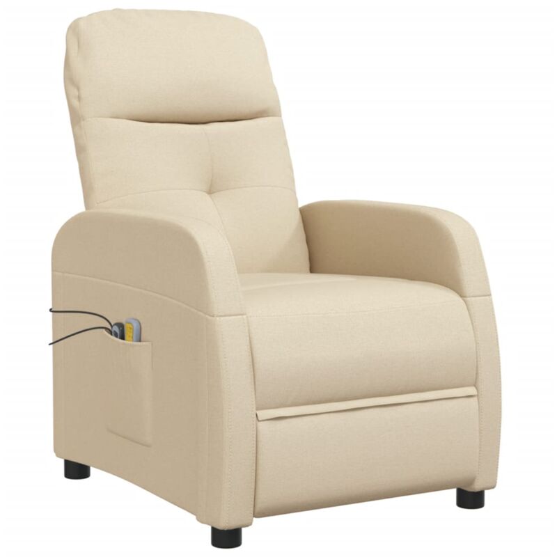 

Sillón de masaje eléctrico y reclinable de tela crema - Crema - Vidaxl